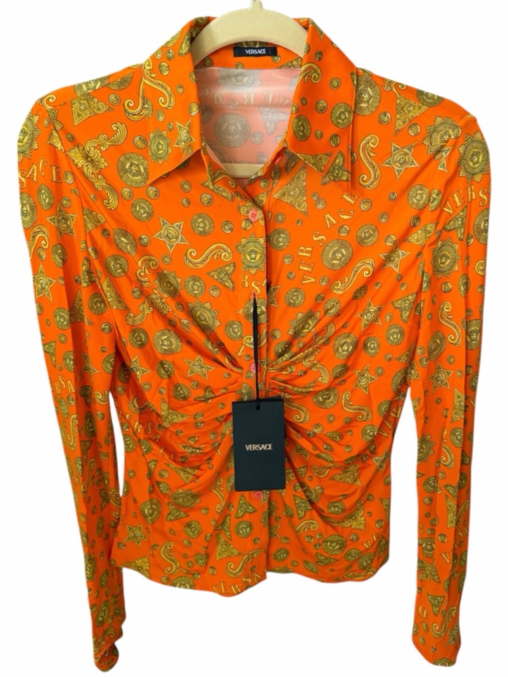 Versace NWT Baroque Ruched Front Blouse